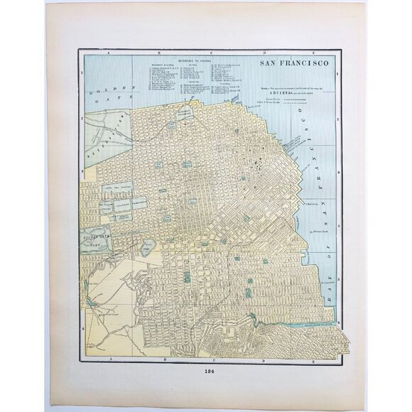 1895 San Francisco California Map Victorian Antique Geography History DWYY10A - Picture 2 of 2